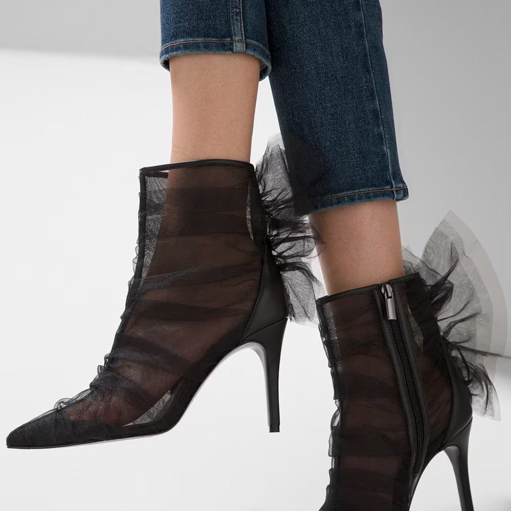new WHITE HOUSE BLACK MARKET mesh high heel side zip boots 9